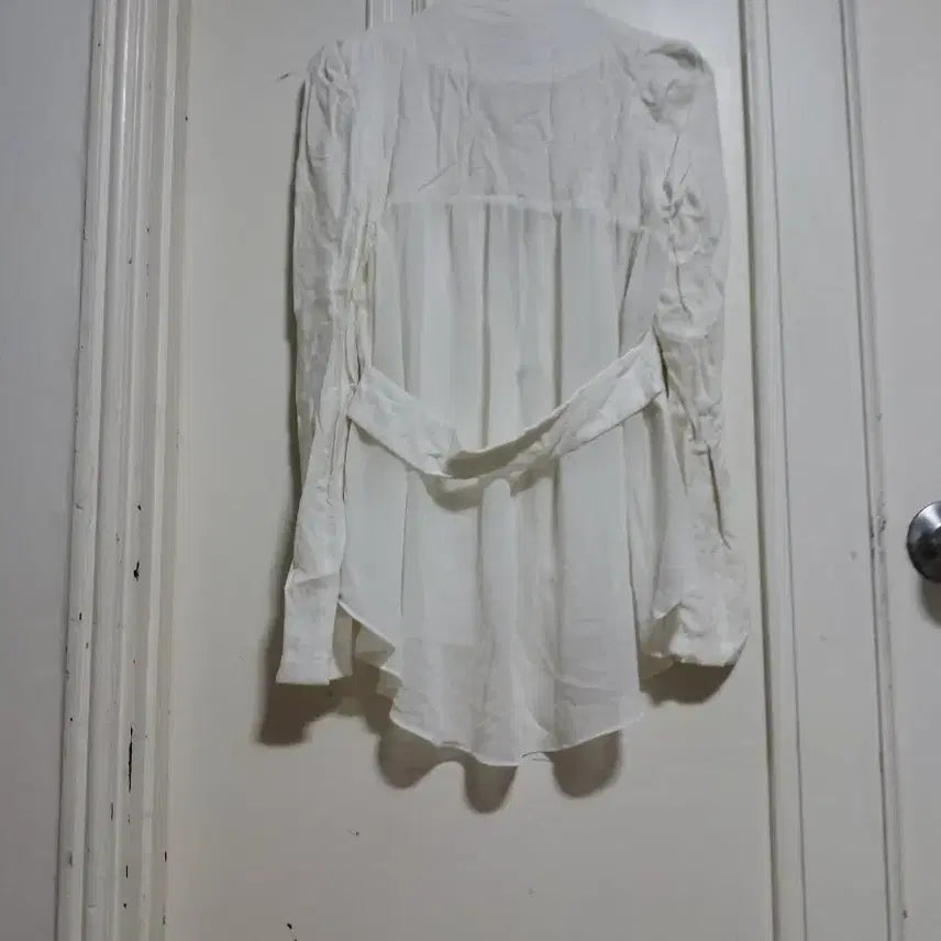 [BUNJANG] White Linen Long Sleeve Jacket (Size 44) / 화이트 린넨 긴팔 자켓 44사이즈