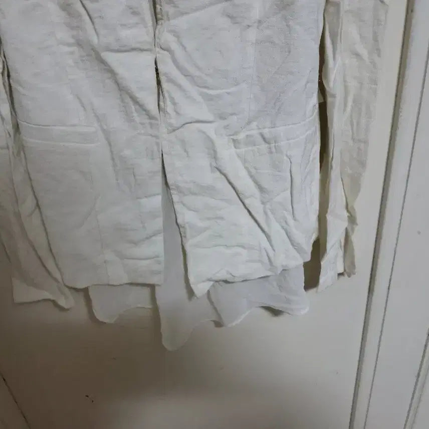 [BUNJANG] White Linen Long Sleeve Jacket (Size 44) / 화이트 린넨 긴팔 자켓 44사이즈