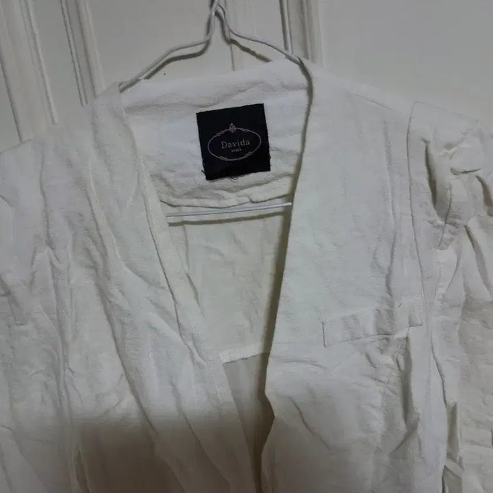 [BUNJANG] White Linen Long Sleeve Jacket (Size 44) / 화이트 린넨 긴팔 자켓 44사이즈