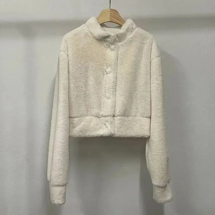 [BUNJANG] Ivory Crop Fur Jacket / 아이보리 크롭 퍼자켓 FREE