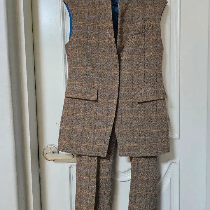 [BUNJANG] BABARA Checkered Jacket and Pants Set / BABARA 체크무늬 자켓+팬츠 세트 브라운