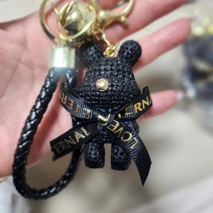 [BUNJANG] Teddy Bear Ribbon Keyring (4 Colors) / 테디베어 리본 키링 컬러별 4종