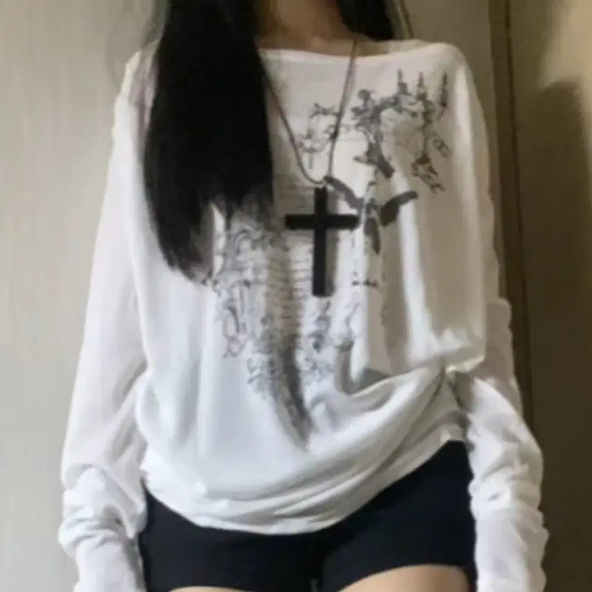 [BUNJANG] Vintage Y2K Off-Shoulder Long Sleeve Top / 착샷o 일본빈티지 y2k오프숄더 롱슬리브 여름긴팔 셔링 루즈핏