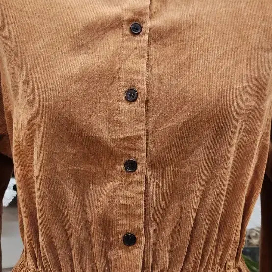 [BUNJANG] Milk Tea Corduroy Long Dress (55-66) / MILK TEA 코듀로이 롱원피스(55~66)