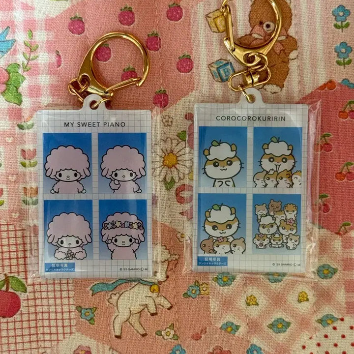 [BUNJANG] Sanrio Kuririn &amp; Piano Character ID Card Keyring / 산리오 쿠리링/ 피아노 증명사진 키링