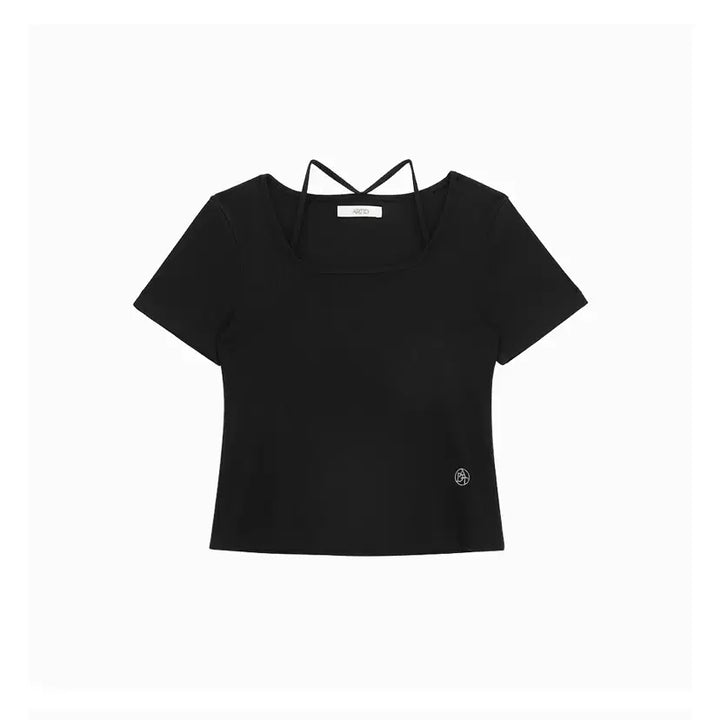 [BUNJANG] Atide Square Neck Strap Short Sleeve T-shirt / 아티드 스퀘어넥 스트랩 반팔 티셔츠