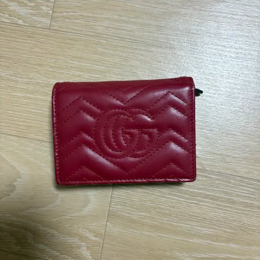 [BUNJANG] Gucci Matelassé Marmont Bifold Wallet / 구찌 마틀라쎄 마몽 반지갑 레드(정품)