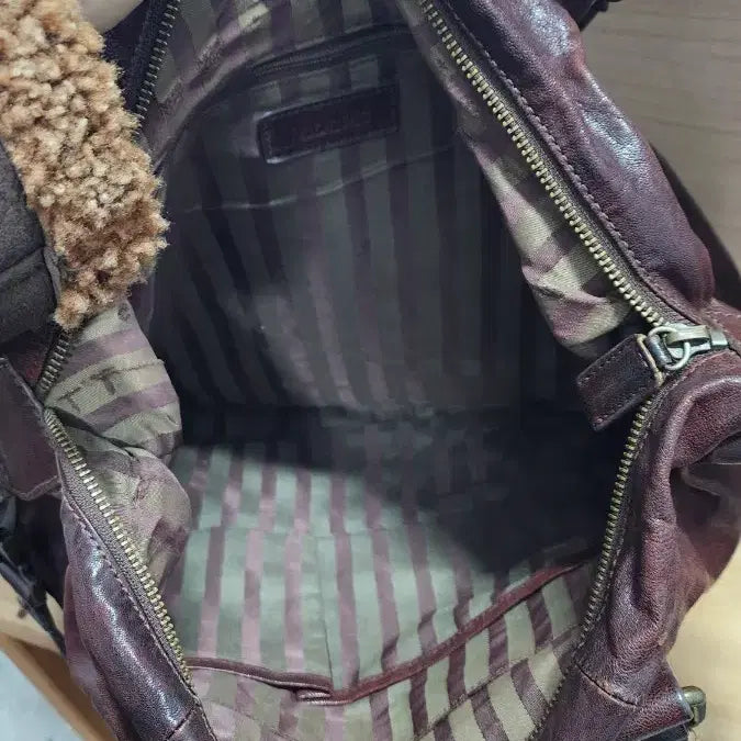 [BUNJANG] Monsac Leather Tote/Shoulder Bag / 몽삭(Monsac) 가죽 토트백 겸 숄더백 브라운
