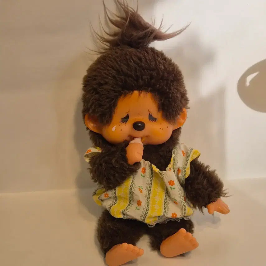 [BUNJANG] Vintage 80s Monchhichi Doll Yellow Dress / 빈티지 80년대 몬치치 인형 노랑색 원피스