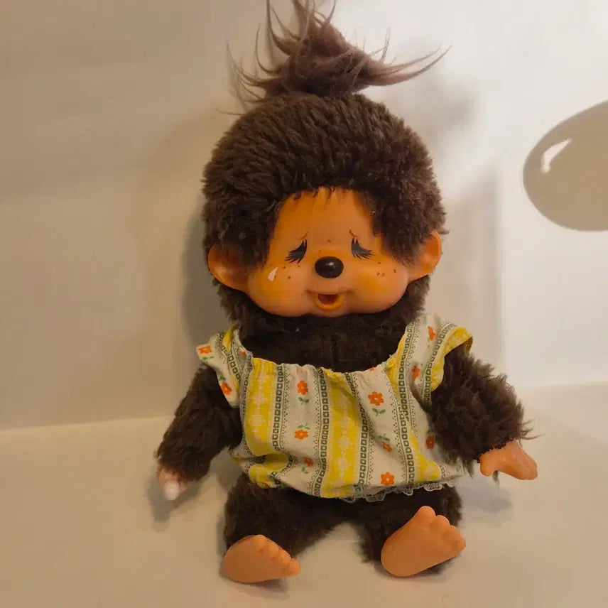 [BUNJANG] Vintage 80s Monchhichi Doll Yellow Dress / 빈티지 80년대 몬치치 인형 노랑색 원피스
