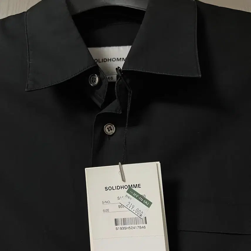[BUNJANG] Solid Homme Black Shirt 95 New / 솔리드옴므 블랙 셔츠 95 새제품