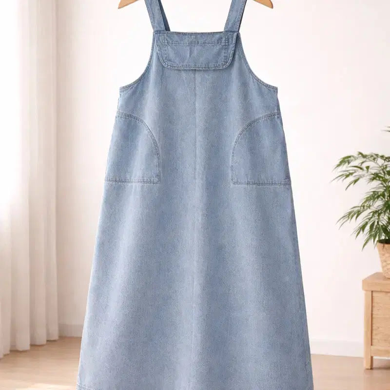 [BUNJANG] 르드망 Denim Pinafore Dress / 르드망 브랜드 청 멜빵 원피스 나시 667788정도 사이즈