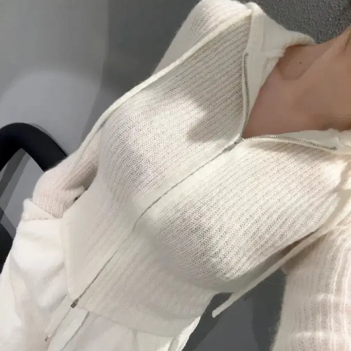 [BUNJANG] Blidge Mohair Knit Hooded Zip-up / (하이퀄리티)블리지 모헤어 니트 후드집업