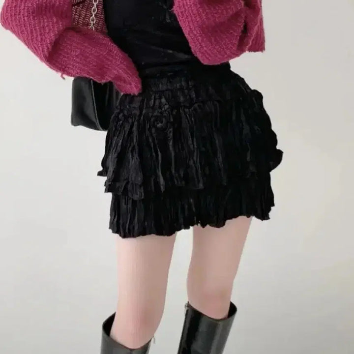[BUNJANG] Black Ruffle Mini Skirt / 미니포에 블랙 캉캉 스커트