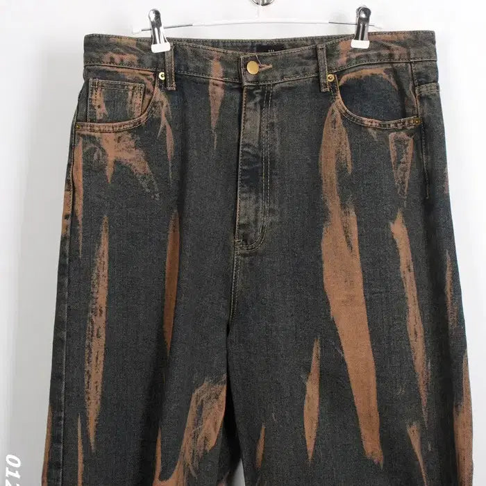[BUNJANG] Bleach Wash Denim Pants / 남성2XL/ 느낌표 블리치 워싱 데님팬츠