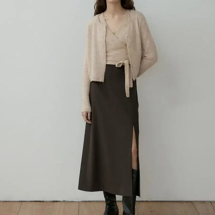 [BUNJANG] Oteut Deaer Slit Long Skirt Dark Brown / M) 새상품 오떼뜨 디어 슬릿 롱스커트 다크브라운