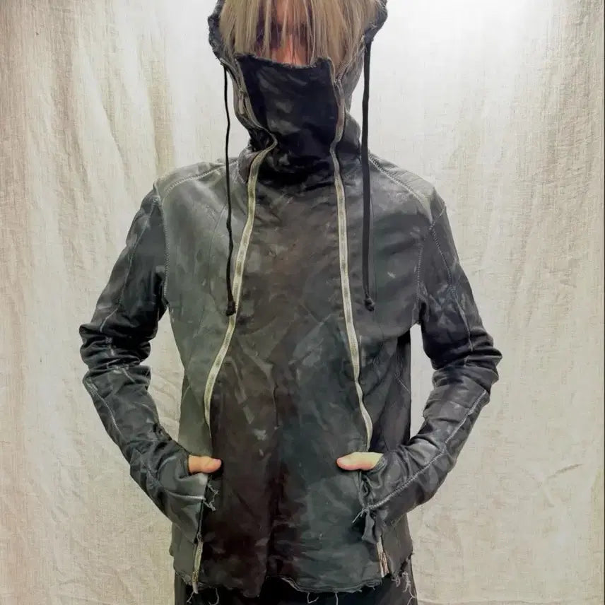 [SOLD OUT] ZAM BARRETT 타입 III 더블 지퍼 문스타 가죽후디 자켓