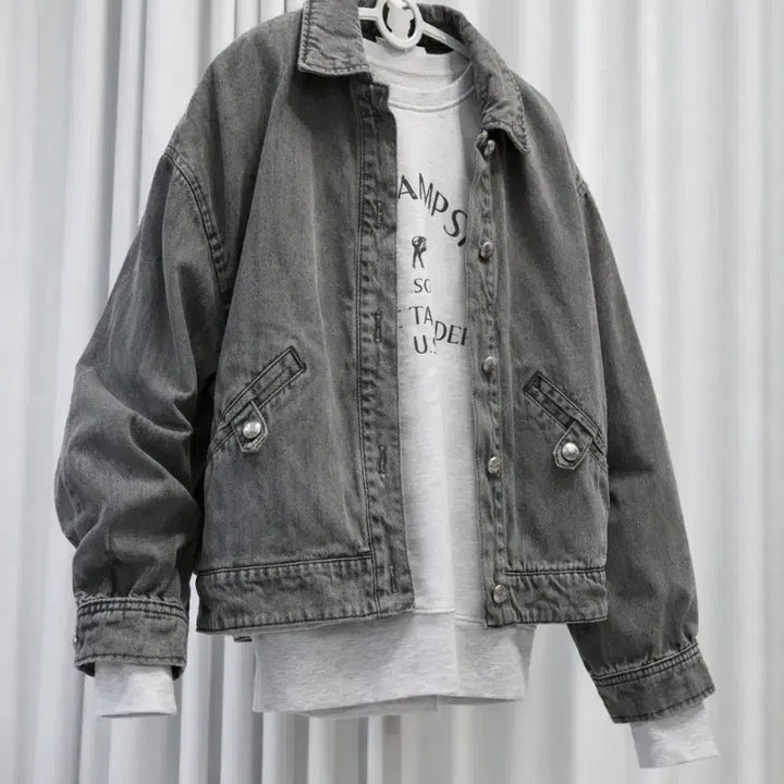 [BUNJANG] Karl Lagerfeld Gray Denim Jacket / 24년 칼 라거펠트 그레이 데님 자켓 / 세미오버핏