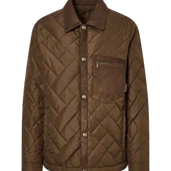 [BUNJANG] Daks Men's Quilted Jacket Brown / 닥스 남성 셔츠형 퀼팅 자켓 브라운 110 115 새제품
