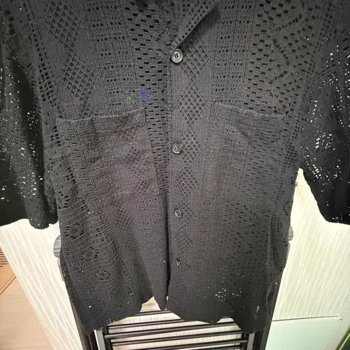[BUNJANG] Black See-Through Short Sleeve Shirt / 시스루반팔셔츠