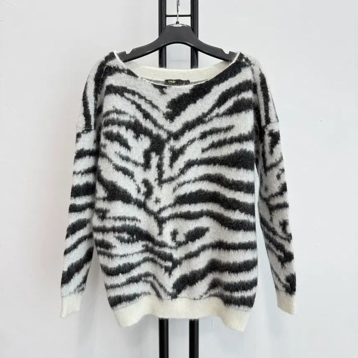 [BUNJANG] Maje Animal Print Knit / 정품 마쥬 maje 앙고라 울 혼방 애니멀 프린팅 니트