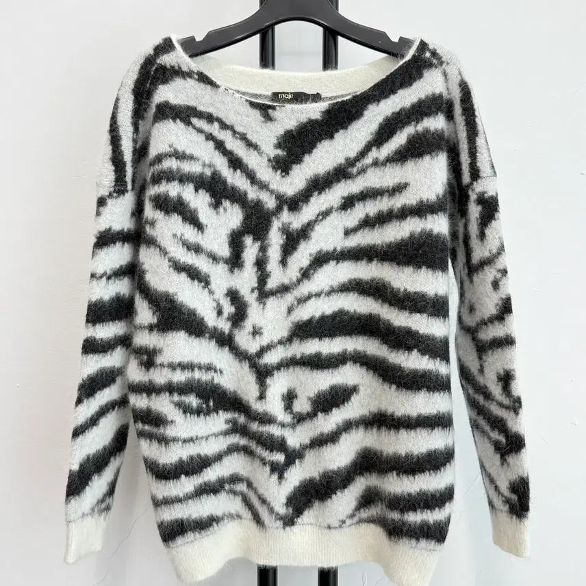 [BUNJANG] Maje Animal Print Knit / 정품 마쥬 maje 앙고라 울 혼방 애니멀 프린팅 니트