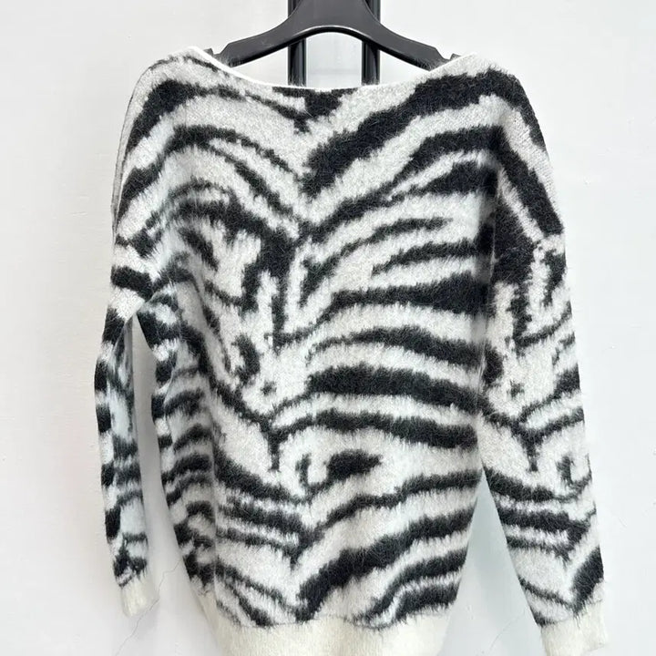 [BUNJANG] Maje Animal Print Knit / 정품 마쥬 maje 앙고라 울 혼방 애니멀 프린팅 니트