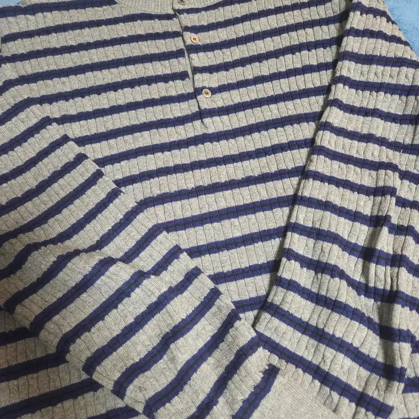 [BUNJANG] 50) Photocard Face Cable Henley Knit Gray / 50) 포커페이스 케이블 헨리넥니트 그레이