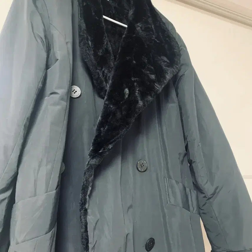 [BUNJANG] Faux Fur-Lined Padded Long Jacket / 안감 인조퍼 패딩롱자켓