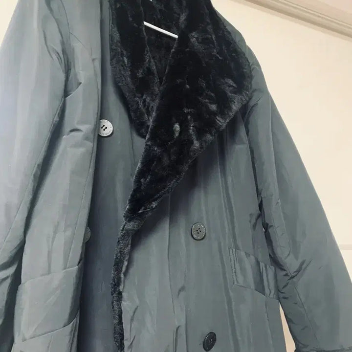 [BUNJANG] Faux Fur-Lined Padded Long Jacket / 안감 인조퍼 패딩롱자켓