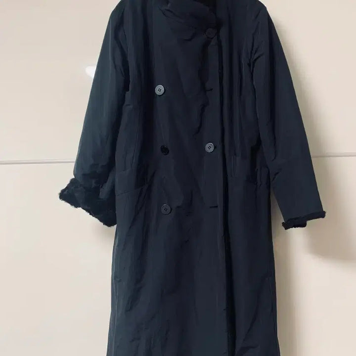 [BUNJANG] Faux Fur-Lined Padded Long Jacket / 안감 인조퍼 패딩롱자켓