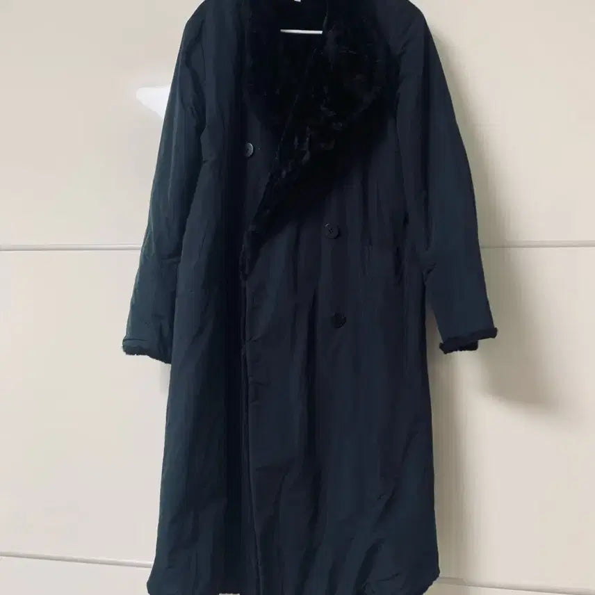 [BUNJANG] Faux Fur-Lined Padded Long Jacket / 안감 인조퍼 패딩롱자켓