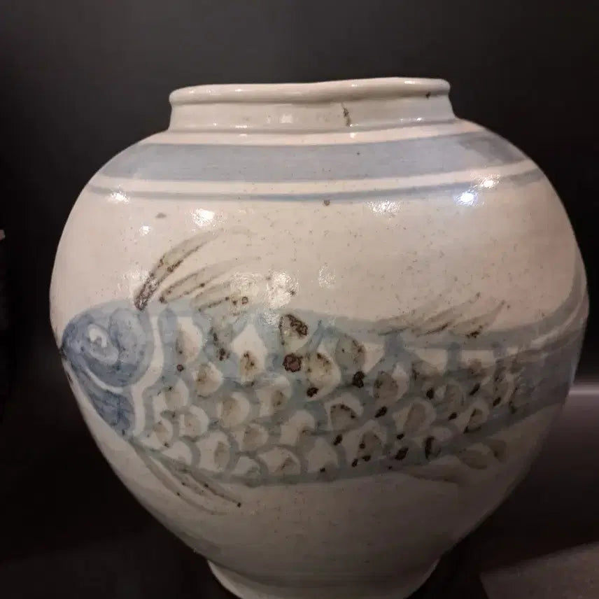 [BUNJANG] Haeju Kiln Iron Oxide Fish Pattern Jar / 해주단지 철화어문 호