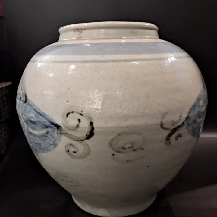 [BUNJANG] Haeju Kiln Iron Oxide Fish Pattern Jar / 해주단지 철화어문 호