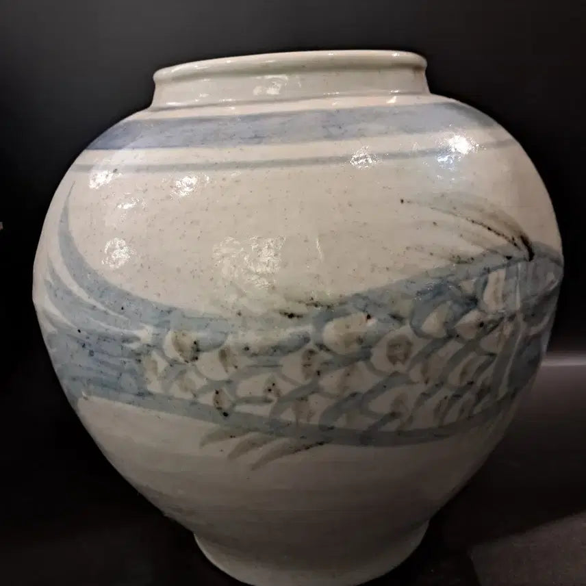 [BUNJANG] Haeju Kiln Iron Oxide Fish Pattern Jar / 해주단지 철화어문 호