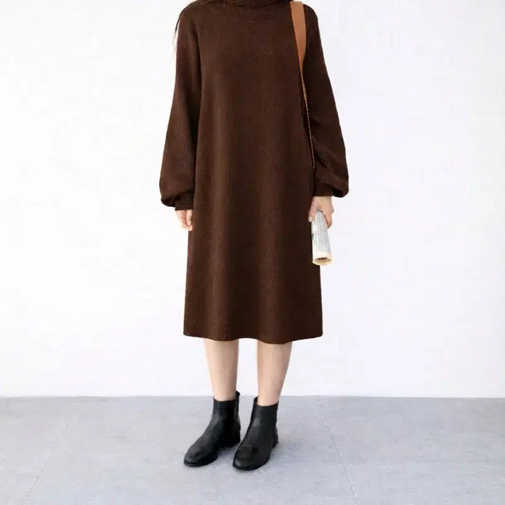 [BUNJANG] Knit One-Piece Dress / 폴라 니트 원피스