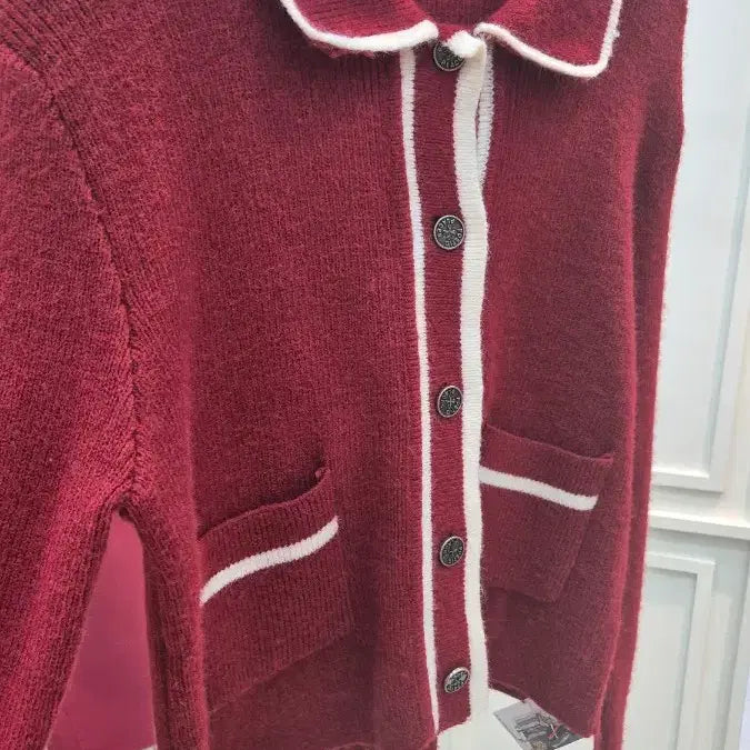 [BUNJANG] Fashion Store Wine Color Cardigan / 잠실역 매장 카라 니트 46,000원