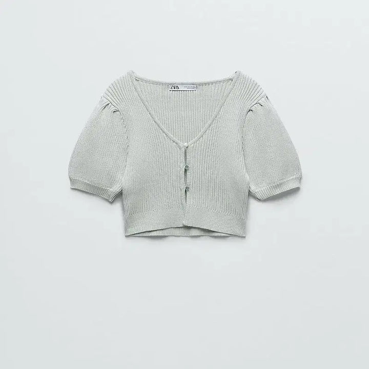 [BUNJANG] ZARA Short Sleeve Knit Cardigan / 자라zara 쇼트 슬리브 니트 가디건