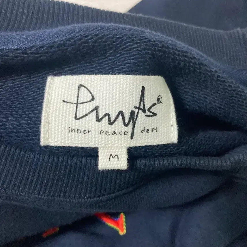 [BUNJANG] Physical Department Navy Embroidered Sweatshirt M / 피지컬디파트먼트 네이비 자수 맨투맨 M