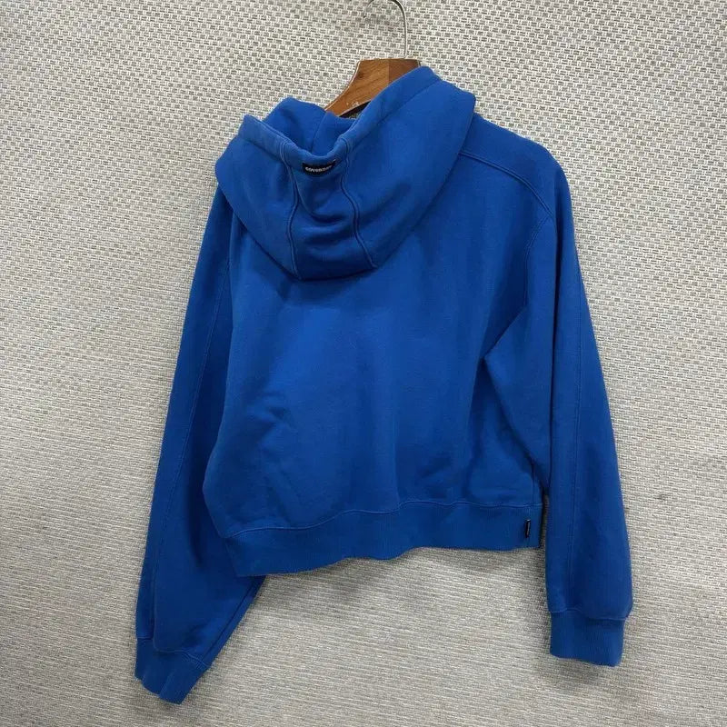 [SOLD OUT] 커버낫 블루 자수로고 크롭 후드티 M M10570