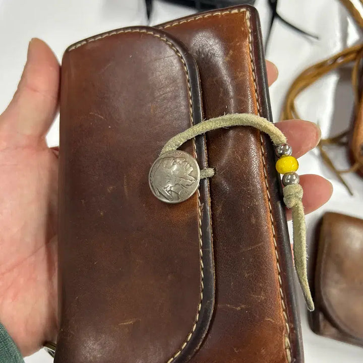 [BUNJANG] GOROS Saddle Leather Concho Bifold Wallet / GOROS 올드고로스 새들레더 콘초 중지갑