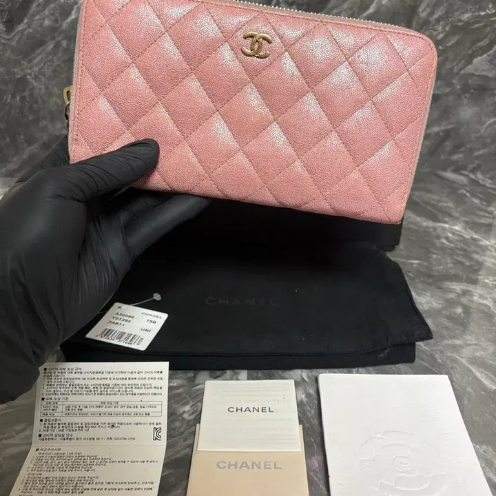 [BUNJANG] Chanel Classic Caviar Gold Zip Long Wallet / 샤넬 클래식 캐비어 금장 핑크 펄 그라데이션 지퍼 장지갑