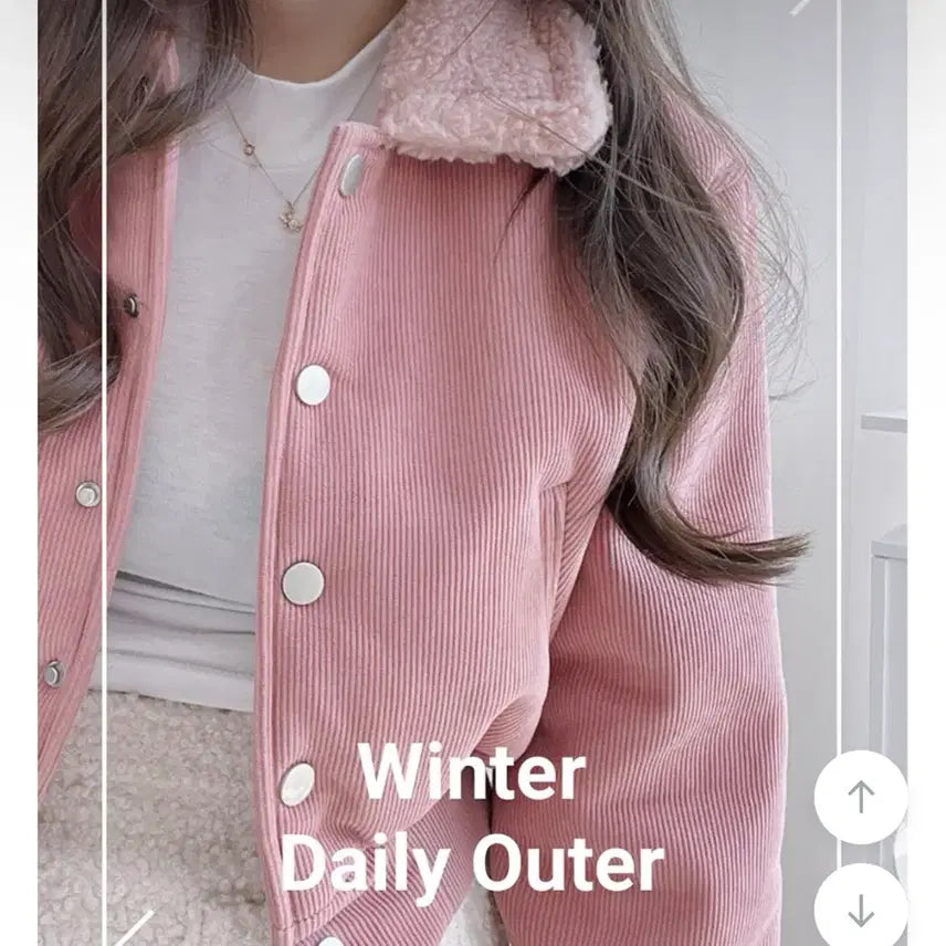 [BUNJANG] Pink Corduroy Short Mustang / 새상품 / 퍼 카라 코듀로이 숏 무스탕 핑크