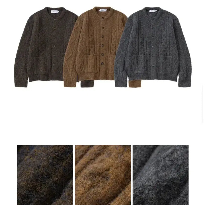 [BUNJANG] NITTED Bold Cable Knit Cardigan Charcoal (M) / 니티드 (UNISEX) 볼드 케이블 니트 가디건 차콜