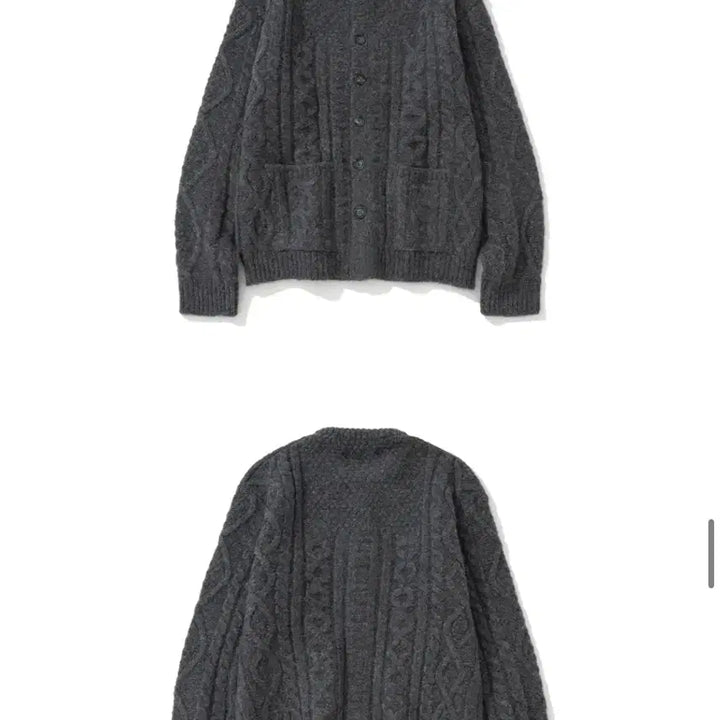 [BUNJANG] NITTED Bold Cable Knit Cardigan Charcoal (M) / 니티드 (UNISEX) 볼드 케이블 니트 가디건 차콜
