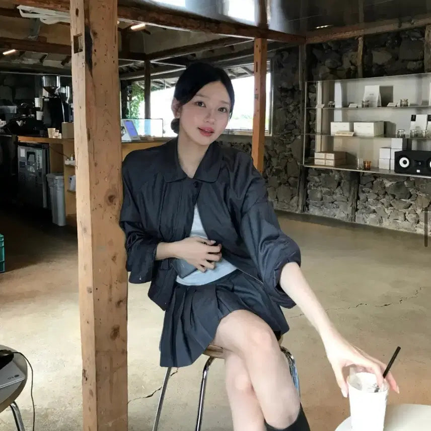 [BUNJANG] Reye Market Pleated Skirt Charcoal M / 레예마켓 플리츠 스커트 차콜m 새상품