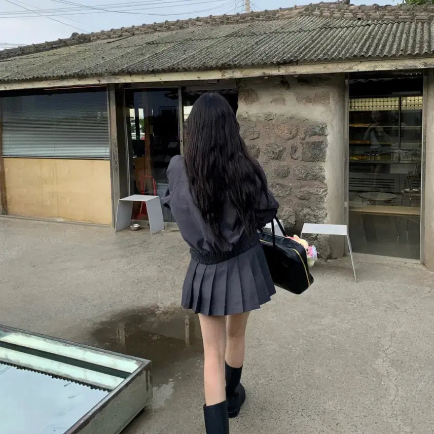 [BUNJANG] Reye Market Pleated Skirt Charcoal M / 레예마켓 플리츠 스커트 차콜m 새상품