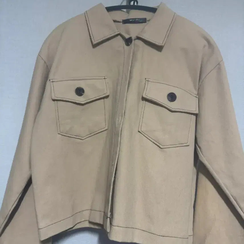 [BUNJANG] Stitch Cream Loose Cotton Jacket / 스티치 크림 루즈 면자켓