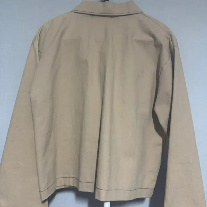 [BUNJANG] Stitch Cream Loose Cotton Jacket / 스티치 크림 루즈 면자켓