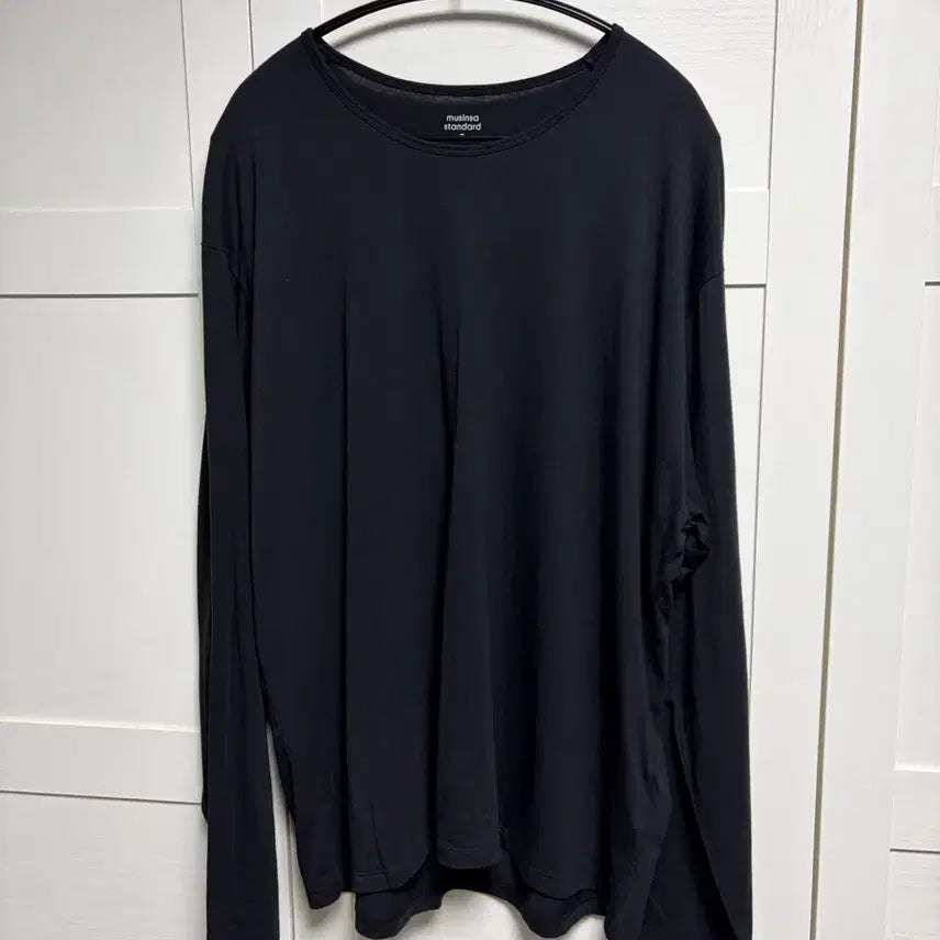[BUNJANG] Musinsa Standard Relaxed CR Scoop Neck Long Sleeve T-Shirt Black 2XL / (새상품)무신사 스탠다드 릴렉스드 CR 스쿱넥 긴소매 티셔츠 블랙 2XL